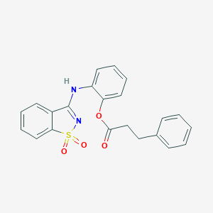 molecular formula C22H18N2O4S B328703 2-[(1,1-Dioxido-1,2-benzothiazol-3-yl)amino]phenyl 3-phenylpropanoate 