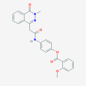 molecular formula C25H21N3O5 B328706 4-{[(3-Methyl-4-oxo-3,4-dihydrophthalazin-1-yl)acetyl]amino}phenyl 2-methoxybenzoate 