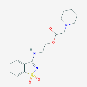 molecular formula C16H21N3O4S B328710 2-[(1,1-dioxo-1,2-benzothiazol-3-yl)amino]ethyl 2-piperidin-1-ylacetate 