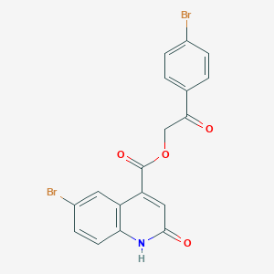 molecular formula C18H11Br2NO4 B328714 2-(4-Bromophenyl)-2-oxoethyl 6-bromo-2-hydroxy-4-quinolinecarboxylate 