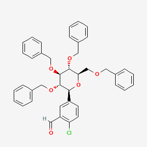 molecular formula C41H39ClO6 B3287247 2-Chloro-5-((2S,3S,4R,5R,6R)-3,4,5-tris(benzyloxy)-6-((benzyloxy)methyl)tetrahydro-2H-pyran-2-yl)benzaldehyde CAS No. 842133-82-8