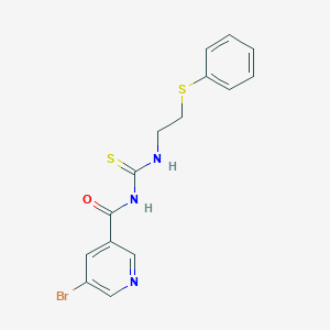 molecular formula C15H14BrN3OS2 B328733 5-bromo-N-({[2-(phenylthio)ethyl]amino}carbonothioyl)nicotinamide 