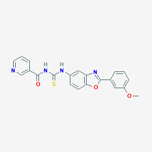 molecular formula C21H16N4O3S B328738 N-({[2-(3-methoxyphenyl)-1,3-benzoxazol-5-yl]amino}carbonothioyl)nicotinamide 
