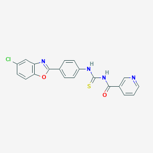 molecular formula C20H13ClN4O2S B328741 N-({[4-(5-chloro-1,3-benzoxazol-2-yl)phenyl]amino}carbonothioyl)nicotinamide 