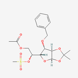 molecular formula C19H26O9S B3287412 1,2-O-(1-Methylethylidene)-3-O-(phenylMethyl)-, 6-acetate 5-Methanesulfonate-a-D-Glucofuranose CAS No. 84563-90-6