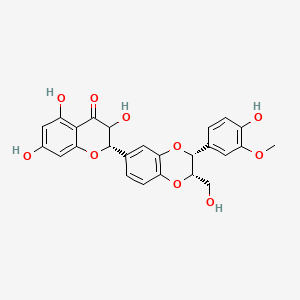 molecular formula C25H22O10 B3287463 (2S)-2-[(2S,3R)-2-(hydroxymethyl)-3-(3-methoxy-4-oxidanyl-phenyl)-2,3-dihydro-1,4-benzodioxin-6-yl]-3,5,7-tris(oxidanyl)-2,3-dihydrochromen-4-one CAS No. 84604-20-6