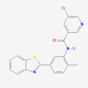 molecular formula C20H14BrN3OS B328748 N-[5-(1,3-benzothiazol-2-yl)-2-methylphenyl]-5-bromonicotinamide 