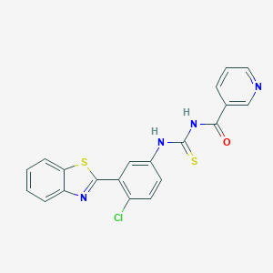 molecular formula C20H13ClN4OS2 B328749 N-({[3-(1,3-benzothiazol-2-yl)-4-chlorophenyl]amino}carbonothioyl)nicotinamide 