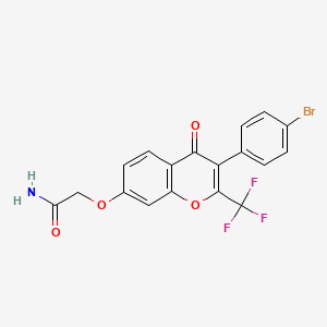 molecular formula C18H11BrF3NO4 B3287495 2-[3-(4-Bromophenyl)-4-oxo-2-(trifluoromethyl)chromen-7-yl]oxyacetamide CAS No. 846599-53-9