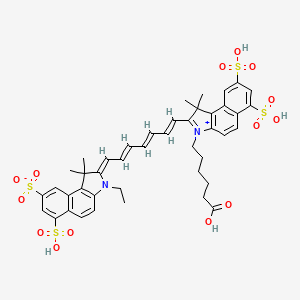 (2Z)-2-[(2E,4E,6E)-7-[3-(5-Carboxypentyl)-1,1-dimethyl-6,8-disulfobenzo[e]indol-3-ium-2-yl]hepta-2,4,6-trienylidene]-3-ethyl-1,1-dimethyl-6-sulfobenzo[e]indole-8-sulfonate