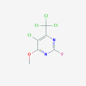 molecular formula C6H3Cl4FN2O B3287552 5-Chloro-2-fluoro-4-methoxy-6-(trichloromethyl)pyrimidine CAS No. 84737-34-8