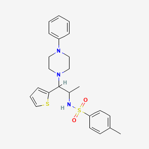 molecular formula C24H29N3O2S2 B3287557 4-methyl-N-(1-(4-phenylpiperazin-1-yl)-1-(thiophen-2-yl)propan-2-yl)benzenesulfonamide CAS No. 847381-21-9