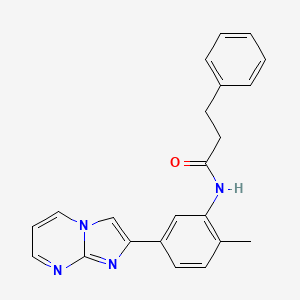 molecular formula C22H20N4O B3287594 N-(5-imidazo[1,2-a]pyrimidin-2-yl-2-methylphenyl)-3-phenylpropanamide CAS No. 847387-89-7