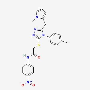molecular formula C23H22N6O3S B3287614 2-((5-((1-methyl-1H-pyrrol-2-yl)methyl)-4-(p-tolyl)-4H-1,2,4-triazol-3-yl)thio)-N-(4-nitrophenyl)acetamide CAS No. 847391-43-9