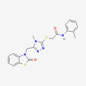 molecular formula C20H19N5O2S2 B3287620 2-((4-methyl-5-((2-oxobenzo[d]thiazol-3(2H)-yl)methyl)-4H-1,2,4-triazol-3-yl)thio)-N-(o-tolyl)acetamide CAS No. 847400-19-5