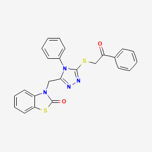 molecular formula C24H18N4O2S2 B3287630 3-((5-((2-oxo-2-phenylethyl)thio)-4-phenyl-4H-1,2,4-triazol-3-yl)methyl)benzo[d]thiazol-2(3H)-one CAS No. 847402-37-3