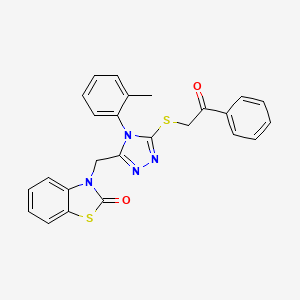 molecular formula C25H20N4O2S2 B3287648 3-((5-((2-oxo-2-phenylethyl)thio)-4-(o-tolyl)-4H-1,2,4-triazol-3-yl)methyl)benzo[d]thiazol-2(3H)-one CAS No. 847403-09-2