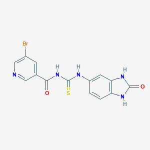 molecular formula C14H10BrN5O2S B328768 5-bromo-N-[(2-oxo-1,3-dihydrobenzimidazol-5-yl)carbamothioyl]pyridine-3-carboxamide 