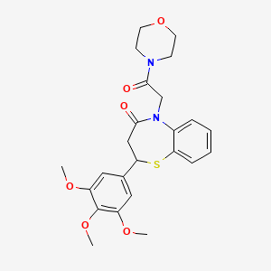 molecular formula C24H28N2O6S B3287705 5-(2-morpholino-2-oxoethyl)-2-(3,4,5-trimethoxyphenyl)-2,3-dihydrobenzo[b][1,4]thiazepin-4(5H)-one CAS No. 847487-67-6