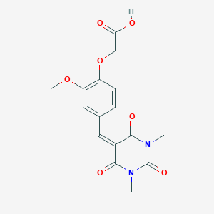 molecular formula C16H16N2O7 B328784 {4-[(1,3-dimethyl-2,4,6-trioxotetrahydropyrimidin-5(2H)-ylidene)methyl]-2-methoxyphenoxy}acetic acid 