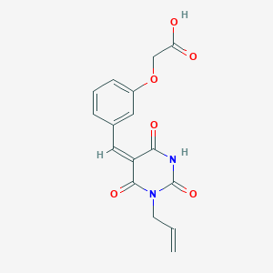 molecular formula C16H14N2O6 B328786 {3-[(1-allyl-2,4,6-trioxotetrahydro-5(2H)-pyrimidinylidene)methyl]phenoxy}acetic acid 