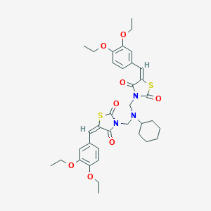 molecular formula C36H43N3O8S2 B328788 3-[(Cyclohexyl{[5-(3,4-diethoxybenzylidene)-2,4-dioxo-1,3-thiazolidin-3-yl]methyl}amino)methyl]-5-(3,4-diethoxybenzylidene)-1,3-thiazolidine-2,4-dione 