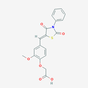 molecular formula C19H15NO6S B328789 {4-[(2,4-Dioxo-3-phenyl-1,3-thiazolidin-5-ylidene)methyl]-2-methoxyphenoxy}acetic acid 