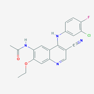 molecular formula C20H16ClFN4O2 B3287895 N-(4-((3-Chloro-4-fluorophenyl)amino)-3-cyano-7-ethoxyquinolin-6-yl)acetamide CAS No. 848655-77-6