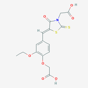 molecular formula C16H15NO7S2 B328798 {5-[4-(Carboxymethoxy)-3-ethoxybenzylidene]-4-oxo-2-thioxo-1,3-thiazolidin-3-yl}acetic acid 
