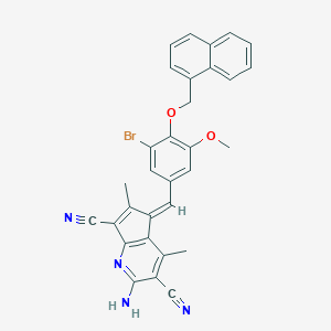 molecular formula C31H23BrN4O2 B328804 (5E)-2-amino-5-[3-bromo-5-methoxy-4-(naphthalen-1-ylmethoxy)benzylidene]-4,6-dimethyl-5H-cyclopenta[b]pyridine-3,7-dicarbonitrile 