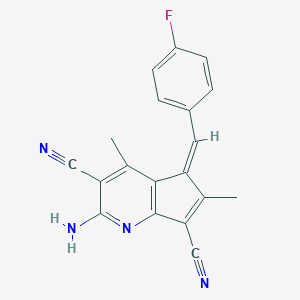 molecular formula C19H13FN4 B328805 2-amino-5-(4-fluorobenzylidene)-4,6-dimethyl-5H-cyclopenta[b]pyridine-3,7-dicarbonitrile 