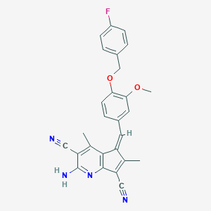 molecular formula C27H21FN4O2 B328812 2-amino-5-{4-[(4-fluorobenzyl)oxy]-3-methoxybenzylidene}-4,6-dimethyl-5H-cyclopenta[b]pyridine-3,7-dicarbonitrile 