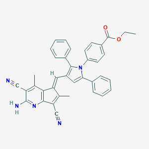 molecular formula C38H29N5O2 B328814 ethyl 4-{3-[(2-amino-3,7-dicyano-4,6-dimethyl-5H-cyclopenta[b]pyridin-5-ylidene)methyl]-2,5-diphenyl-1H-pyrrol-1-yl}benzoate 