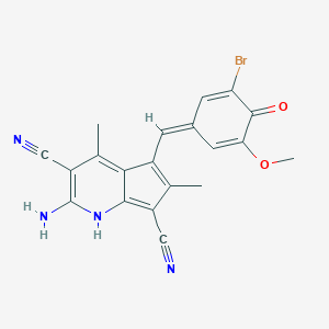 molecular formula C20H15BrN4O2 B328816 2-amino-5-[(E)-(3-bromo-5-methoxy-4-oxocyclohexa-2,5-dien-1-ylidene)methyl]-4,6-dimethyl-1H-cyclopenta[b]pyridine-3,7-dicarbonitrile 
