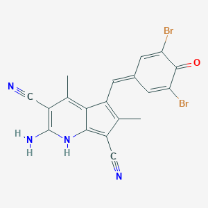 molecular formula C19H12Br2N4O B328817 2-amino-5-[(3,5-dibromo-4-oxocyclohexa-2,5-dien-1-ylidene)methyl]-4,6-dimethyl-1H-cyclopenta[b]pyridine-3,7-dicarbonitrile 