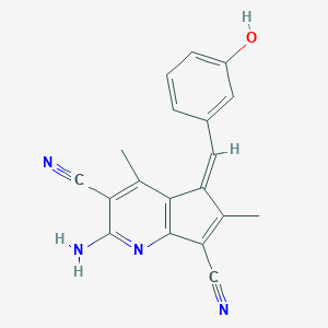 molecular formula C19H14N4O B328818 (5Z)-2-amino-5-[(3-hydroxyphenyl)methylidene]-4,6-dimethylcyclopenta[b]pyridine-3,7-dicarbonitrile 