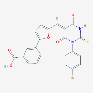 molecular formula C22H13BrN2O5S B328820 3-(5-{(Z)-[1-(4-bromophenyl)-4,6-dioxo-2-thioxotetrahydropyrimidin-5(2H)-ylidene]methyl}furan-2-yl)benzoic acid 