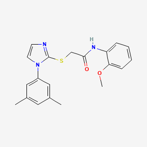 molecular formula C20H21N3O2S B3288204 2-[1-(3,5-dimethylphenyl)imidazol-2-yl]sulfanyl-N-(2-methoxyphenyl)acetamide CAS No. 851132-21-3