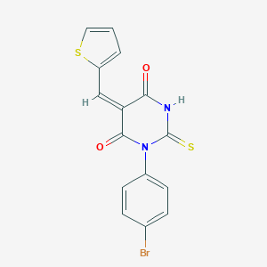 molecular formula C15H9BrN2O2S2 B328822 1-(4-bromophenyl)-5-(2-thienylmethylene)-2-thioxodihydro-4,6(1H,5H)-pyrimidinedione 