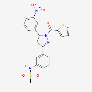 N-{3-[5-(3-nitrophenyl)-1-(thiophene-2-carbonyl)-4,5-dihydro-1H-pyrazol-3-yl]phenyl}methanesulfonamide