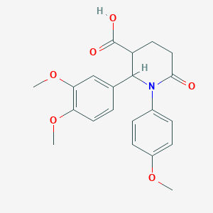 molecular formula C21H23NO6 B3288313 2-(3,4-Dimethoxyphenyl)-1-(4-methoxyphenyl)-6-oxopiperidine-3-carboxylic acid CAS No. 851721-84-1