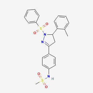 B3288333 N-(4-(1-(phenylsulfonyl)-5-(o-tolyl)-4,5-dihydro-1H-pyrazol-3-yl)phenyl)methanesulfonamide CAS No. 851781-19-6