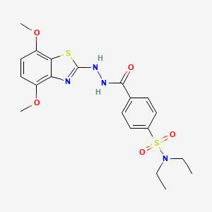 molecular formula C20H24N4O5S2 B3288423 4-(2-(4,7-dimethoxybenzo[d]thiazol-2-yl)hydrazinecarbonyl)-N,N-diethylbenzenesulfonamide CAS No. 851987-90-1