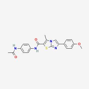 molecular formula C22H20N4O3S B3288465 N-(4-acetamidophenyl)-6-(4-methoxyphenyl)-3-methylimidazo[2,1-b]thiazole-2-carboxamide CAS No. 852135-16-1