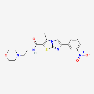 molecular formula C19H21N5O4S B3288478 3-methyl-N-(2-morpholinoethyl)-6-(3-nitrophenyl)imidazo[2,1-b]thiazole-2-carboxamide CAS No. 852135-61-6