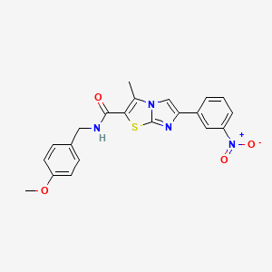 molecular formula C21H18N4O4S B3288479 N-(4-methoxybenzyl)-3-methyl-6-(3-nitrophenyl)imidazo[2,1-b]thiazole-2-carboxamide CAS No. 852135-67-2