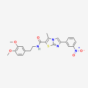 molecular formula C23H22N4O5S B3288489 N-[2-(3,4-dimethoxyphenyl)ethyl]-3-methyl-6-(3-nitrophenyl)imidazo[2,1-b][1,3]thiazole-2-carboxamide CAS No. 852135-80-9