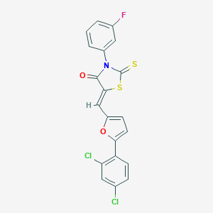 molecular formula C20H10Cl2FNO2S2 B328856 5-{[5-(2,4-Dichlorophenyl)-2-furyl]methylene}-3-(3-fluorophenyl)-2-thioxo-1,3-thiazolidin-4-one 