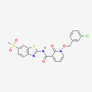 molecular formula C21H16ClN3O5S2 B3288610 1-((3-chlorobenzyl)oxy)-N-(6-(methylsulfonyl)benzo[d]thiazol-2-yl)-2-oxo-1,2-dihydropyridine-3-carboxamide CAS No. 852366-44-0