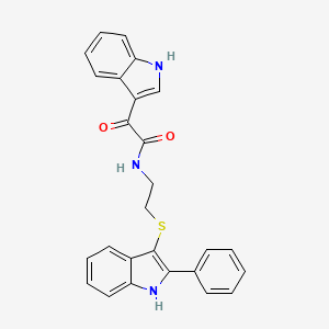 2-(1H-indol-3-yl)-2-oxo-N-(2-((2-phenyl-1H-indol-3-yl)thio)ethyl)acetamide